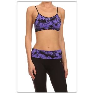 Purple and Black Tie Dye Sports Bra